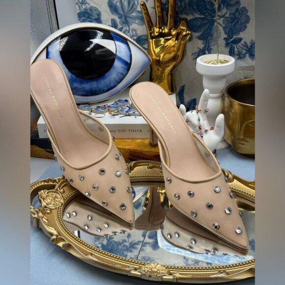 🆕 LOEFFLER RANDALL 🧿 NWOT Paloma Mesh Mid-Heel Mules, Cream/Clear, Sz 8 - Picture 4 of 14